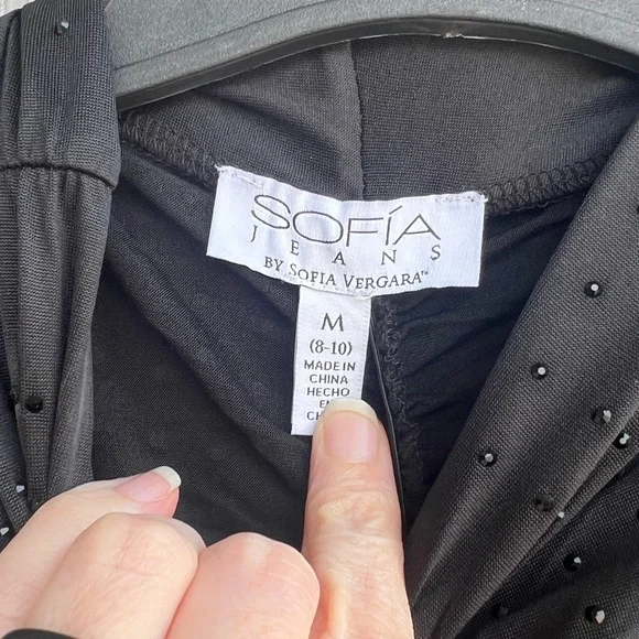 NWT Sofia Vergara Black Beaded Bodycon Midi Dress Size Medium 8/10 - Picture 5 of 12